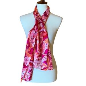 Bill Blass silk scarf with sea life (seashells, fish, starfish, etc.)